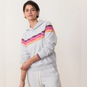 Marine Layer Light Gray Hoodie with Rainbow Stripe